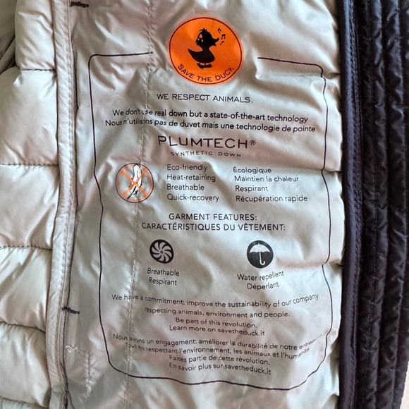 SAVE THE DUCK Woman’s Winter Quilted Hooded Coat In XS - Picture 8 of 12